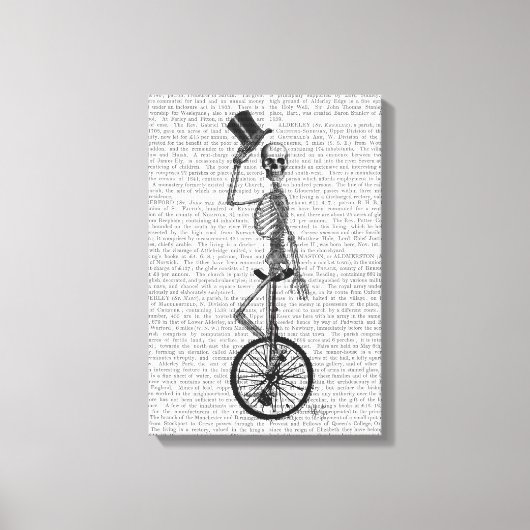 Skelet op de Unicycle Canvas Afdruk (Voorkant)