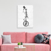 Skelet op de Unicycle Canvas Afdruk (Insitu (Woonkamer))