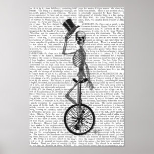 Skelet op de Unicycle Poster