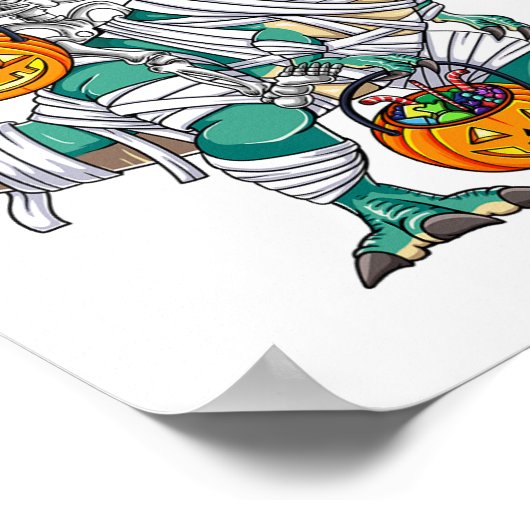 Skelet op Dinosaurus T Rex Pret Jongens Hallo Poster (Hoek)