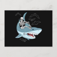 Skelet op een haai Funny Halloween-cadeaus