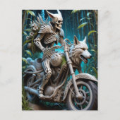 Skelet op een helikopter gemonteerd met een wolf h briefkaart (Voorkant)