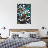 Skelet op een helikopter gemonteerd met een wolf h canvas afdruk (Insitu (Slaapkamer))