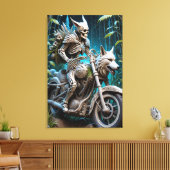 Skelet op een helikopter gemonteerd met een wolf h canvas afdruk (Insitu (Woonkamer))