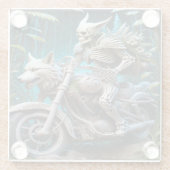 Skelet op een helikopter gemonteerd met een wolf h glazen onderzetter (Achterkant)