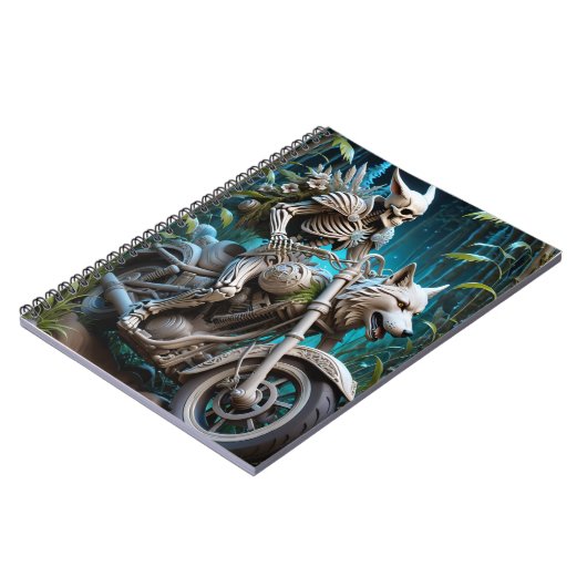 Skelet op een helikopter gemonteerd met een wolf h notitieboek (Linkerzijde)