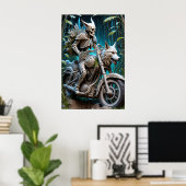 Skelet op een helikopter gemonteerd met een wolf h poster (Thuiskantoor)