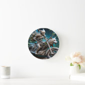 Skelet op een helikopter gemonteerd met een wolf h ronde klok (Huis)