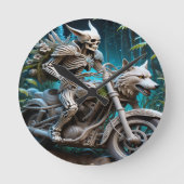 Skelet op een helikopter gemonteerd met een wolf h ronde klok (Voorkant)