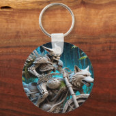 Skelet op een helikopter gemonteerd met een wolf h sleutelhanger (Voorkant)