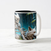 Skelet op een helikopter gemonteerd met een wolf h tweekleurige koffiemok (Voorkant rechts)