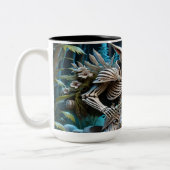 Skelet op een helikopter gemonteerd met een wolf h tweekleurige koffiemok (Links)