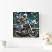 Skelet op een helikopter gemonteerd met een wolf h vierkante klok (Huis)