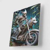 Skelet op een helikopter gemonteerd met een wolf h vierkante klok (Hoek)