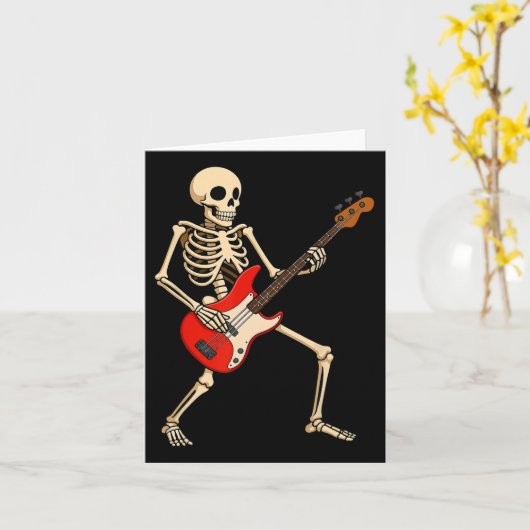 Skelet op een Schommelstoel voor Halloween Muziek  Kaart (Gele Bloem)