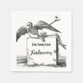 Skelet op een Tombstone Cocktail Servet (Voorkant)