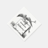 Skelet op een Tombstone Cocktail Servet (Hoek)