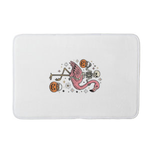 Skelet op Flamingo Halloween Snoep Shirt_1 Badmat