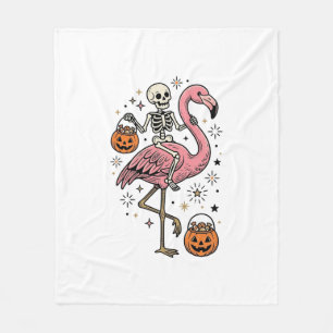 Skelet op Flamingo Halloween Snoep Shirt_1 Fleece Deken