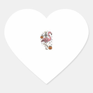 Skelet op Flamingo Halloween Snoep Shirt_1 Hart Sticker