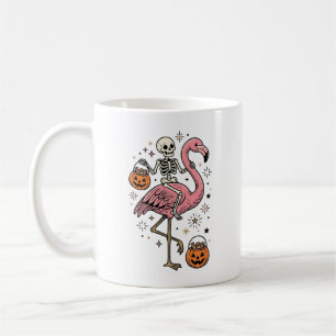Skelet op Flamingo Halloween Snoep Shirt_1 Koffiemok