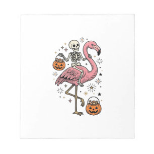 Skelet op Flamingo Halloween Snoep Shirt_1 Notitieblok