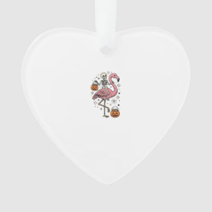 Skelet op Flamingo Halloween Snoep Shirt_1 Ornament