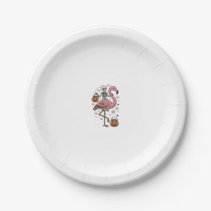 Skelet op Flamingo Halloween Snoep Shirt_1 Papieren Bordje