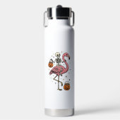 Skelet op Flamingo Halloween Snoep Shirt_1 Waterfles (Voorkant)