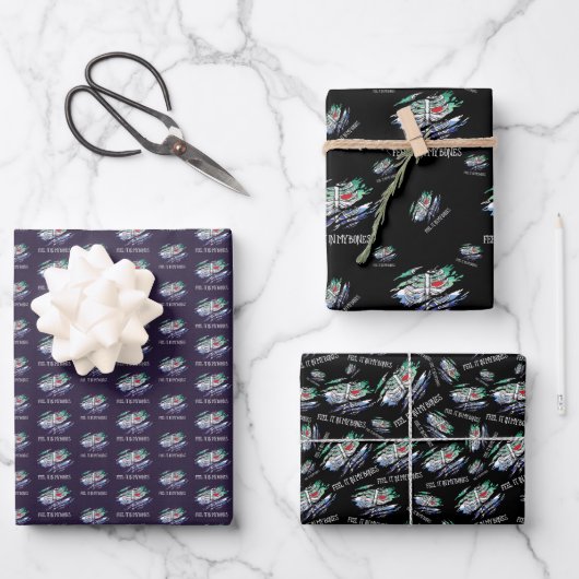 Skelet op Gay Flag kleuren achtergrond Inpakpapier Vel (Voorkant)