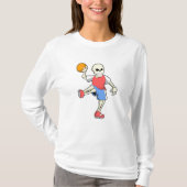 Skelet op Handbalspeler met handbal T-shirt (Voorkant)