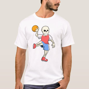 Skelet op Handbalspeler met handbal T-shirt