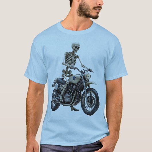 Skelet op motorfiets Mannen Basic T-shirt (Voorkant)