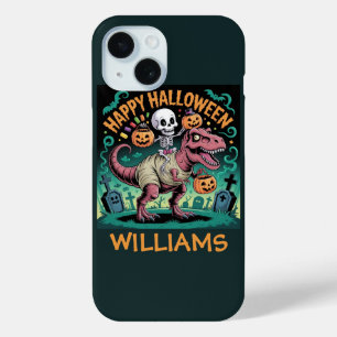 Skelet op Mummie T-Rex – Griezelige Dino Ruiter iPhone 15 Case