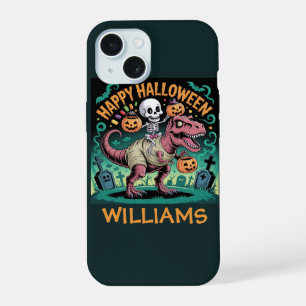 Skelet op Mummie T-Rex – Griezelige Dino Ruiter iPhone 15 Case