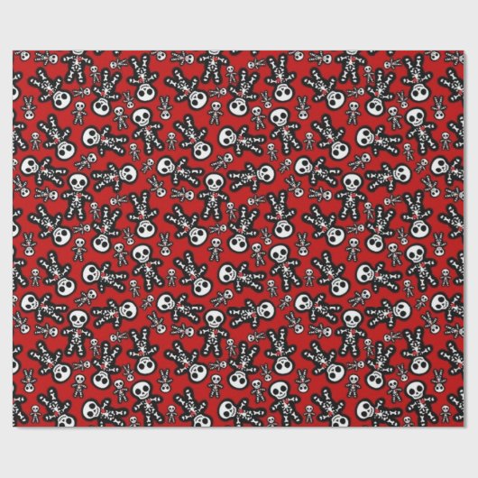 Skelet op rode achtergrond cadeaupapier (Vlak)