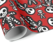 Skelet op rode achtergrond cadeaupapier (Rol Hoek)