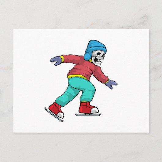 Skelet op schaatsen met ijsschaatsen briefkaart (Voorkant)