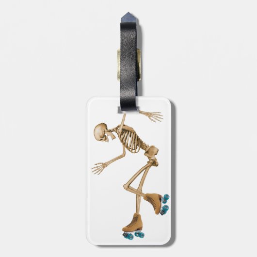 Skelet op Schaatsen van Roller Bagagelabel (Achterkant verticaal)