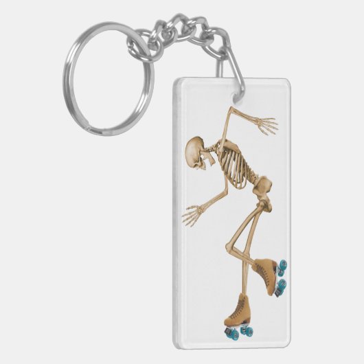Skelet op Schaatsen van Roller Sleutelhanger (Voorkant Links)
