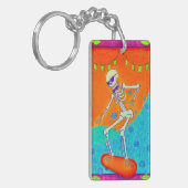 Skelet op skateboard sleutelhanger (Voorkant Links)