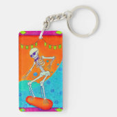 Skelet op skateboard sleutelhanger (achterkant)