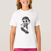 Skelet op skateboard vlam kids