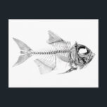 skelet op vissen briefkaart<br><div class="desc">Stijlvolle, ingewikkelde visetsen uit de 19e eeuw, met een zwart-wit, gestileerd schilderij van een vlakke, tropische vis zonder huid, met alleen de botstructuur en de vinnen. Schoongemaakt om elk artikel op een stijlvolle en moderne manier te versieren. Voeg je eigen tekst toe aan dit mooie dier als je wilt of...</div>