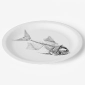 skelet op vissen papieren bordje (Gekanteld)