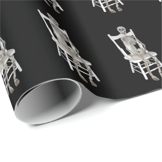 skelet op witte stoel cadeaupapier (Rol Hoek)