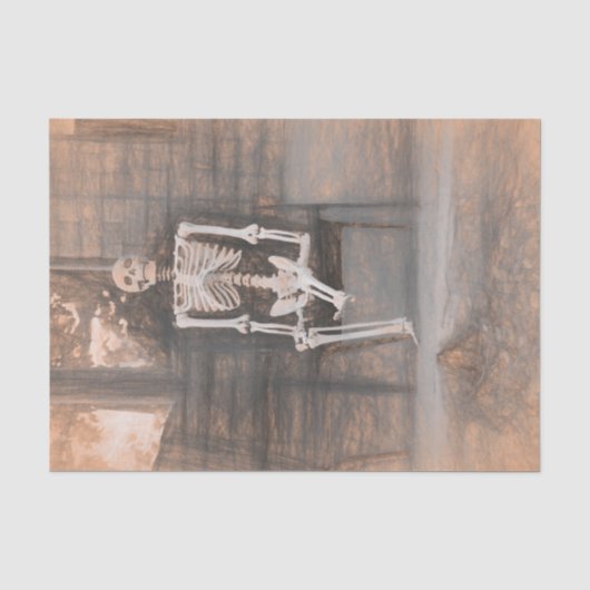 Skelet Oude Antieke Sepia Schets Kunst Tissuepapier (Voorkant)