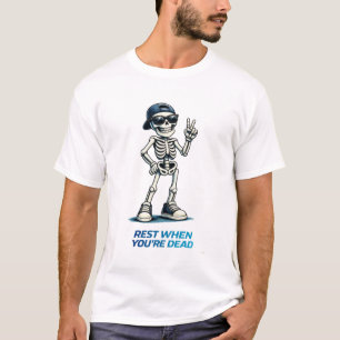 Skelet Overwinningsbord Funny Humor Ontwerp T-shirt