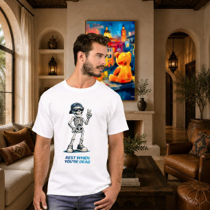 Skelet Overwinningsbord Funny Humor Ontwerp T-shirt