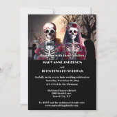 Skelet paar bordeaux pruim zwart gotisch kaart (Voorkant)